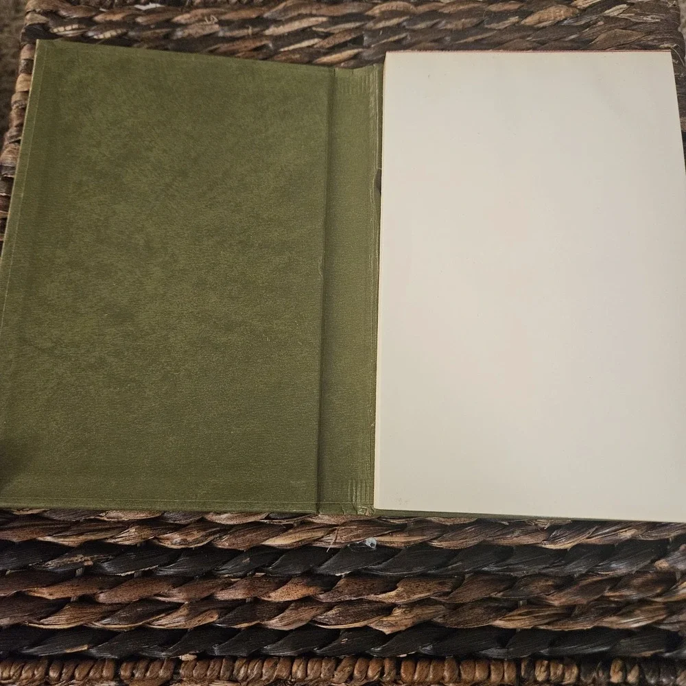 Vintage Memo Pad Green Faux Leather Gold Detail Mid Century MCM Memos